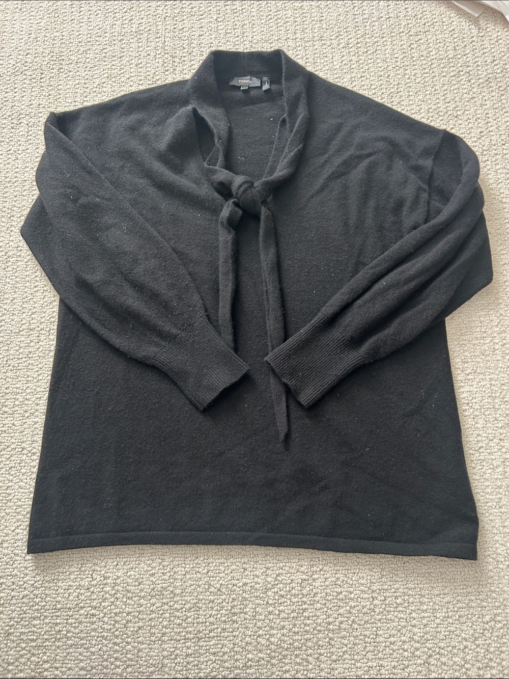 Theory cashmere Black Tie-Neck Women’s Sweater - medium